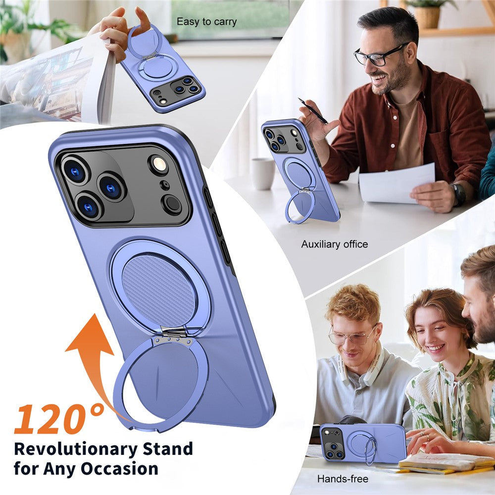 For iPhone 17 Pro Magnetic Case Rotating Kickstand TPU + PC Phone Cover