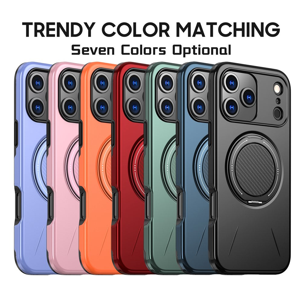 For iPhone 17 Pro Magnetic Case Rotating Kickstand TPU + PC Phone Cover