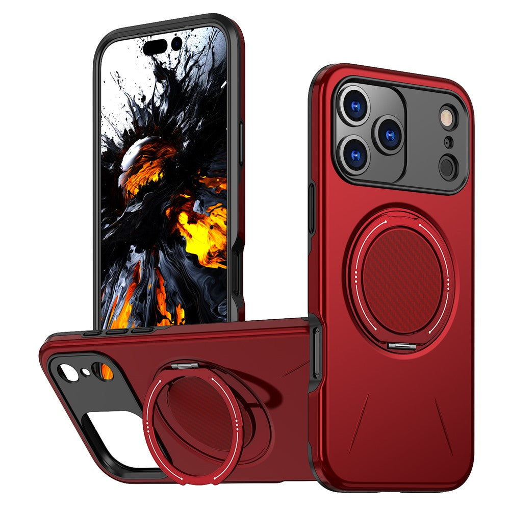 For iPhone 17 Pro Magnetic Case Rotating Kickstand TPU + PC Phone Cover