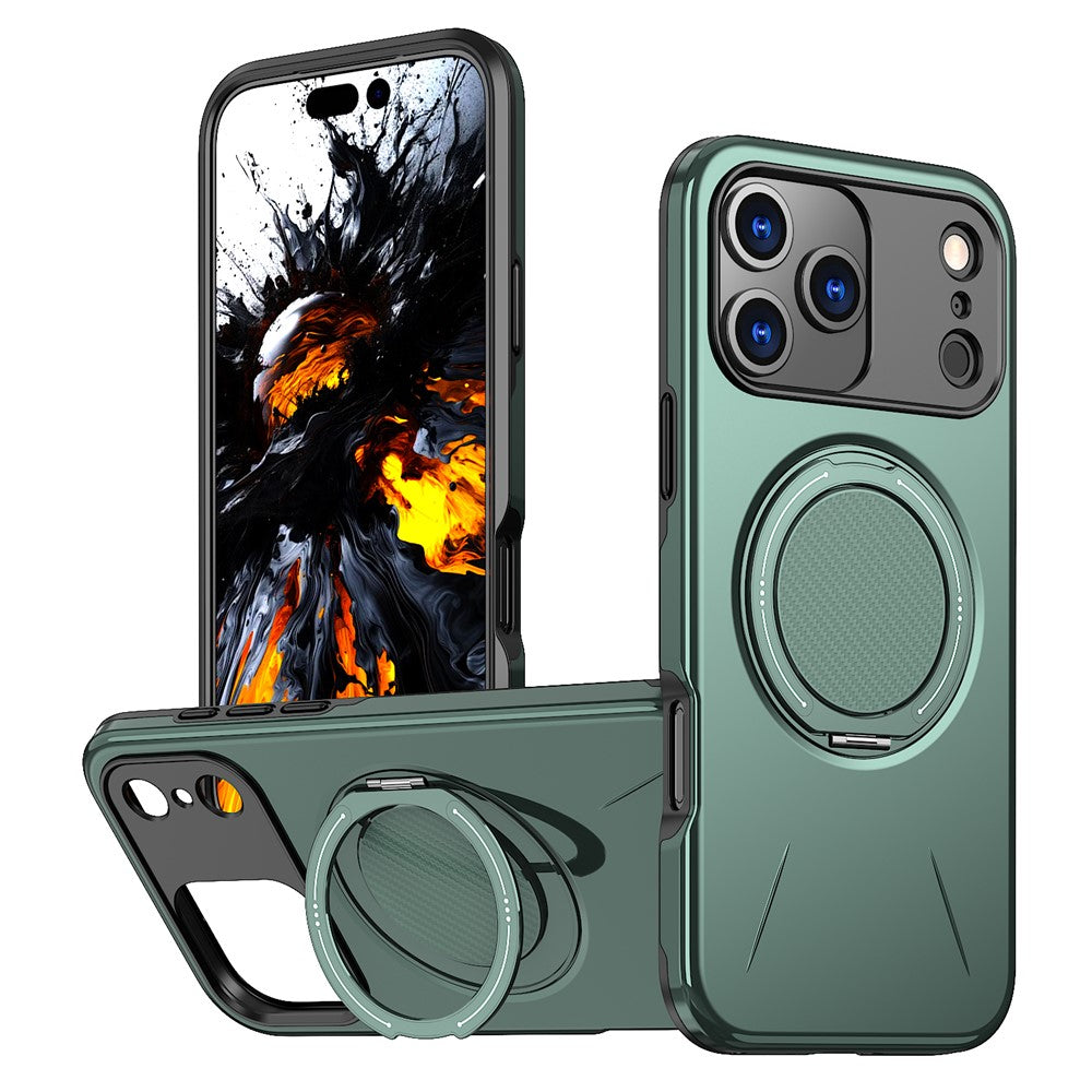 For iPhone 17 Pro Magnetic Case Rotating Kickstand TPU + PC Phone Cover