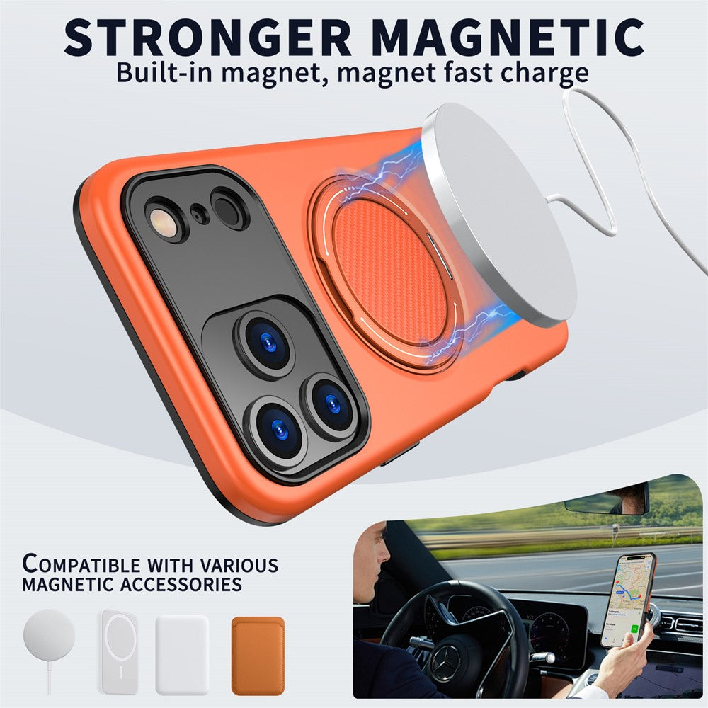 For iPhone 17 Pro Max Magnetic Case Rotating Kickstand TPU + PC Phone Cover
