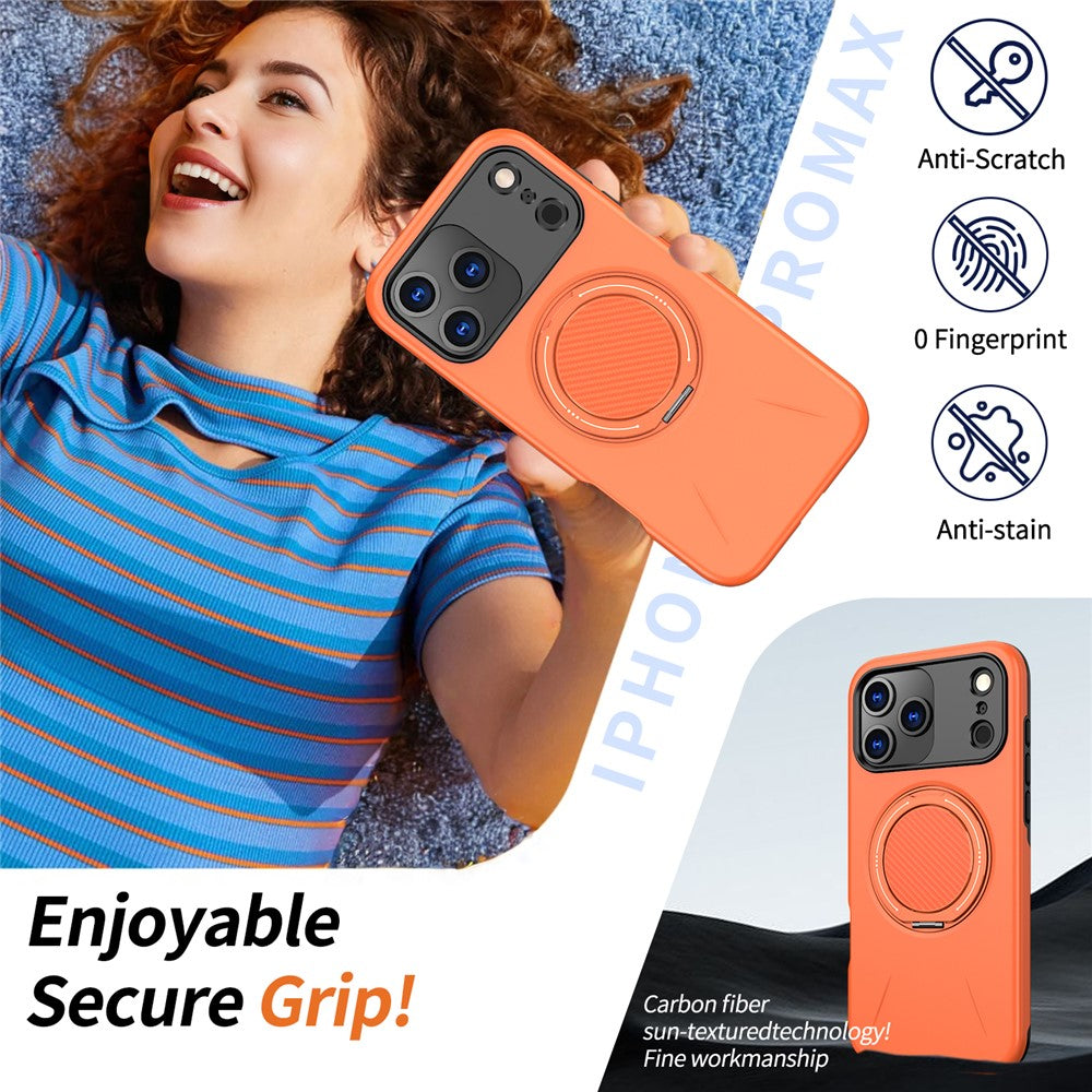 For iPhone 17 Pro Max Magnetic Case Rotating Kickstand TPU + PC Phone Cover