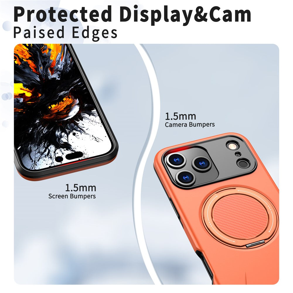 For iPhone 17 Pro Max Magnetic Case Rotating Kickstand TPU + PC Phone Cover