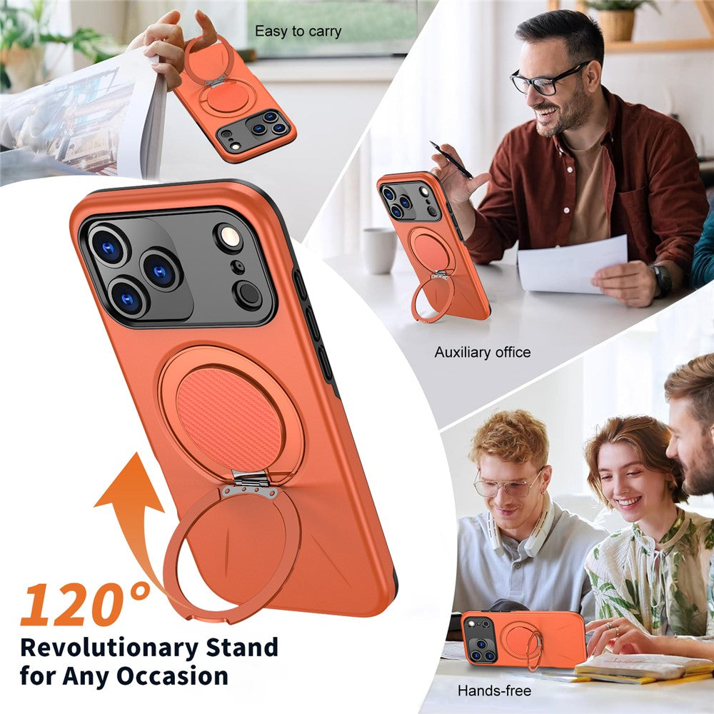 For iPhone 17 Pro Max Magnetic Case Rotating Kickstand TPU + PC Phone Cover