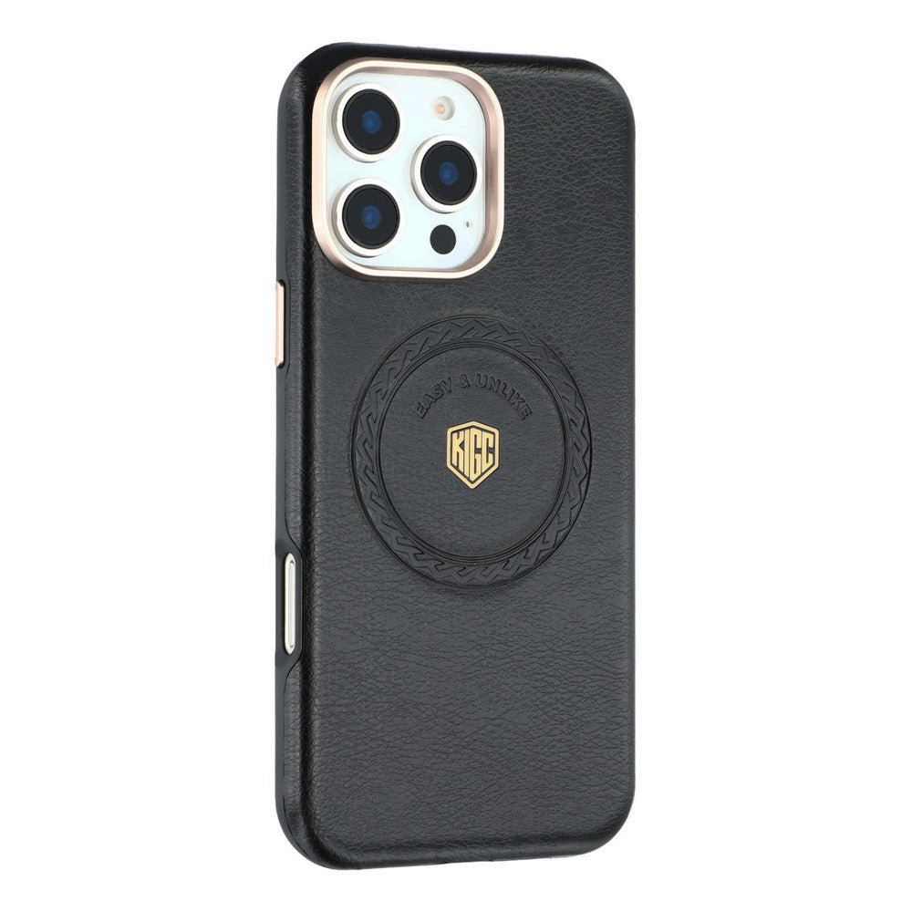 KIGC For iPhone 16 Pro Max Case Compatible with MagSafe PU Leather TPU Phone Back Cover