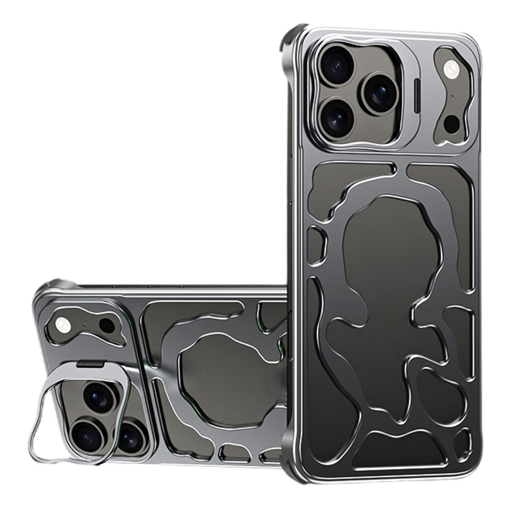 Auspicious Cloud Series For iPhone 17 Pro Hollow Case Aluminum Alloy Kickstand Magnetic Phone Cover
