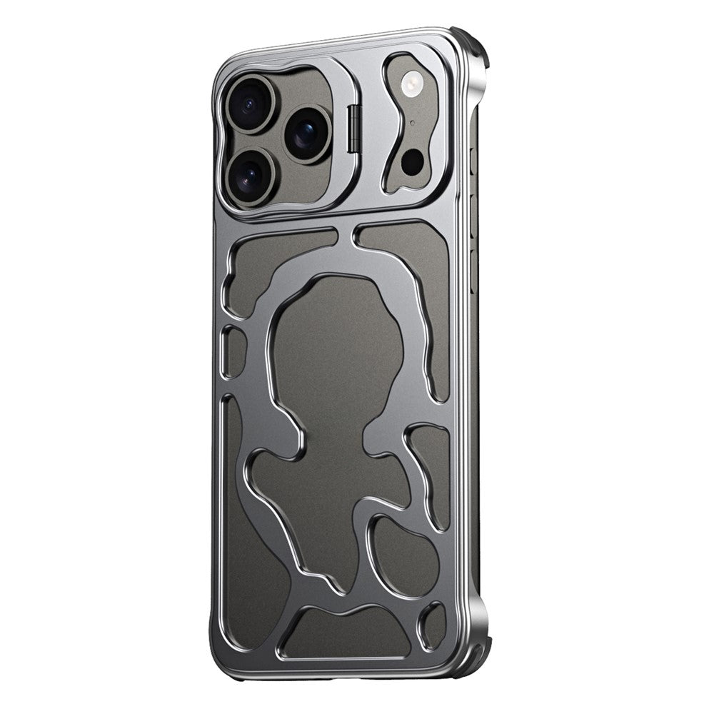 Auspicious Cloud Series For iPhone 17 Pro Hollow Case Aluminum Alloy Kickstand Magnetic Phone Cover