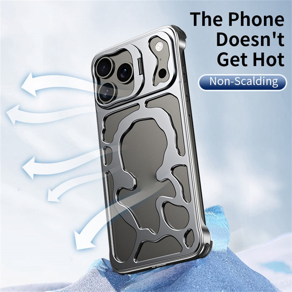 Auspicious Cloud Series For iPhone 17 Pro Hollow Case Aluminum Alloy Kickstand Magnetic Phone Cover
