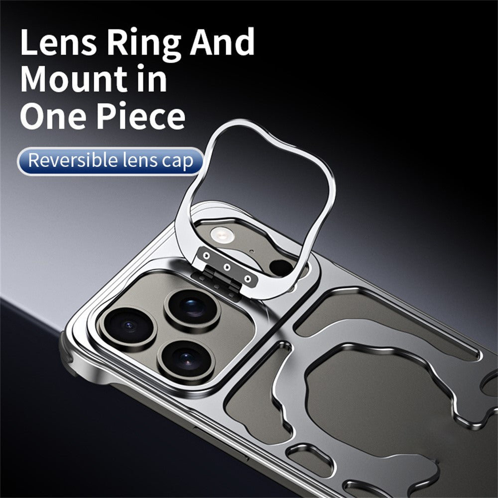 Auspicious Cloud Series For iPhone 17 Pro Hollow Case Aluminum Alloy Kickstand Magnetic Phone Cover