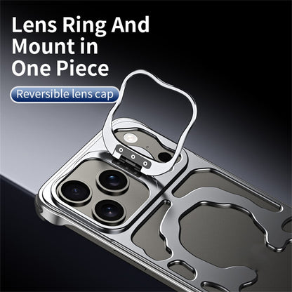 Auspicious Cloud Series For iPhone 17 Pro Hollow Case Aluminum Alloy Kickstand Magnetic Phone Cover