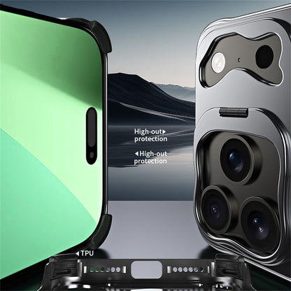 Auspicious Cloud Series For iPhone 17 Pro Hollow Case Aluminum Alloy Kickstand Magnetic Phone Cover