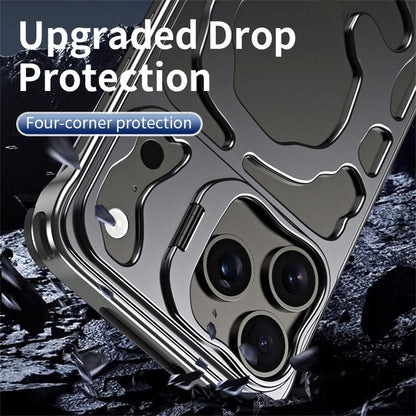 Auspicious Cloud Series For iPhone 17 Pro Hollow Case Aluminum Alloy Kickstand Magnetic Phone Cover