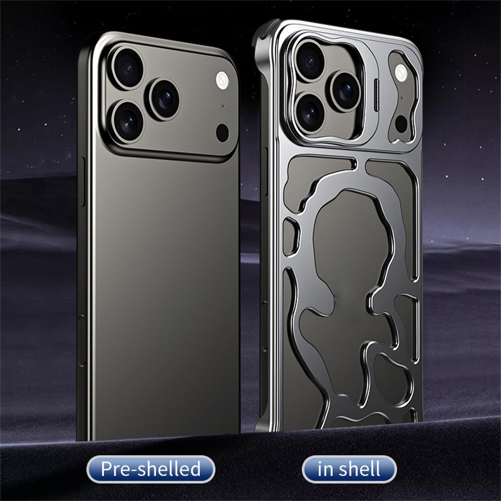 Auspicious Cloud Series For iPhone 17 Pro Hollow Case Aluminum Alloy Kickstand Magnetic Phone Cover
