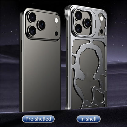 Auspicious Cloud Series For iPhone 17 Pro Hollow Case Aluminum Alloy Kickstand Magnetic Phone Cover