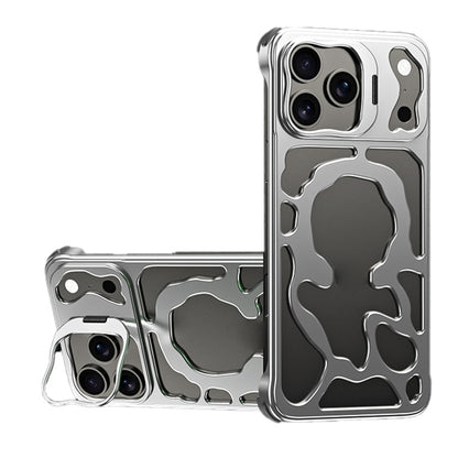 Auspicious Cloud Series For iPhone 17 Pro Hollow Case Aluminum Alloy Kickstand Magnetic Phone Cover