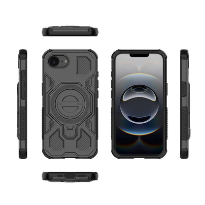 WANLONFENG For iPhone 17e / 16e Case Kickstand with 2Pcs Screen Film  KJ Series PC TPU Phone Cover (Big Lens Hole)