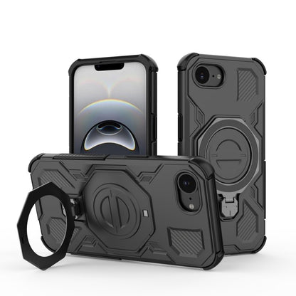 WANLONFENG For iPhone 17e / 16e Case Kickstand with 2Pcs Screen Film  KJ Series PC TPU Phone Cover (Big Lens Hole)