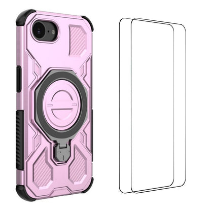 WANLONFENG For iPhone 17e / 16e Case Kickstand with 2Pcs Screen Film  KJ Series PC TPU Phone Cover (Big Lens Hole)