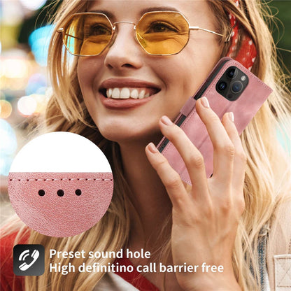 Skin-touch Imprinted Flowers Pattern Leather Case for iPhone 14 Pro Max, Stand Wallet Multiple Card Slots Phone Cover with Wrist Strap and Shoulder Strap