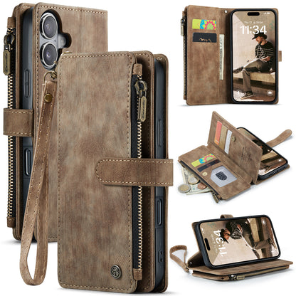 CASEME For iPhone 17 Wallet Case  C30 Leather Phone Cover with 10 Card Holder Zipper Pocket
