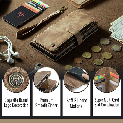 CASEME For iPhone 17 Wallet Case  C30 Leather Phone Cover with 10 Card Holder Zipper Pocket