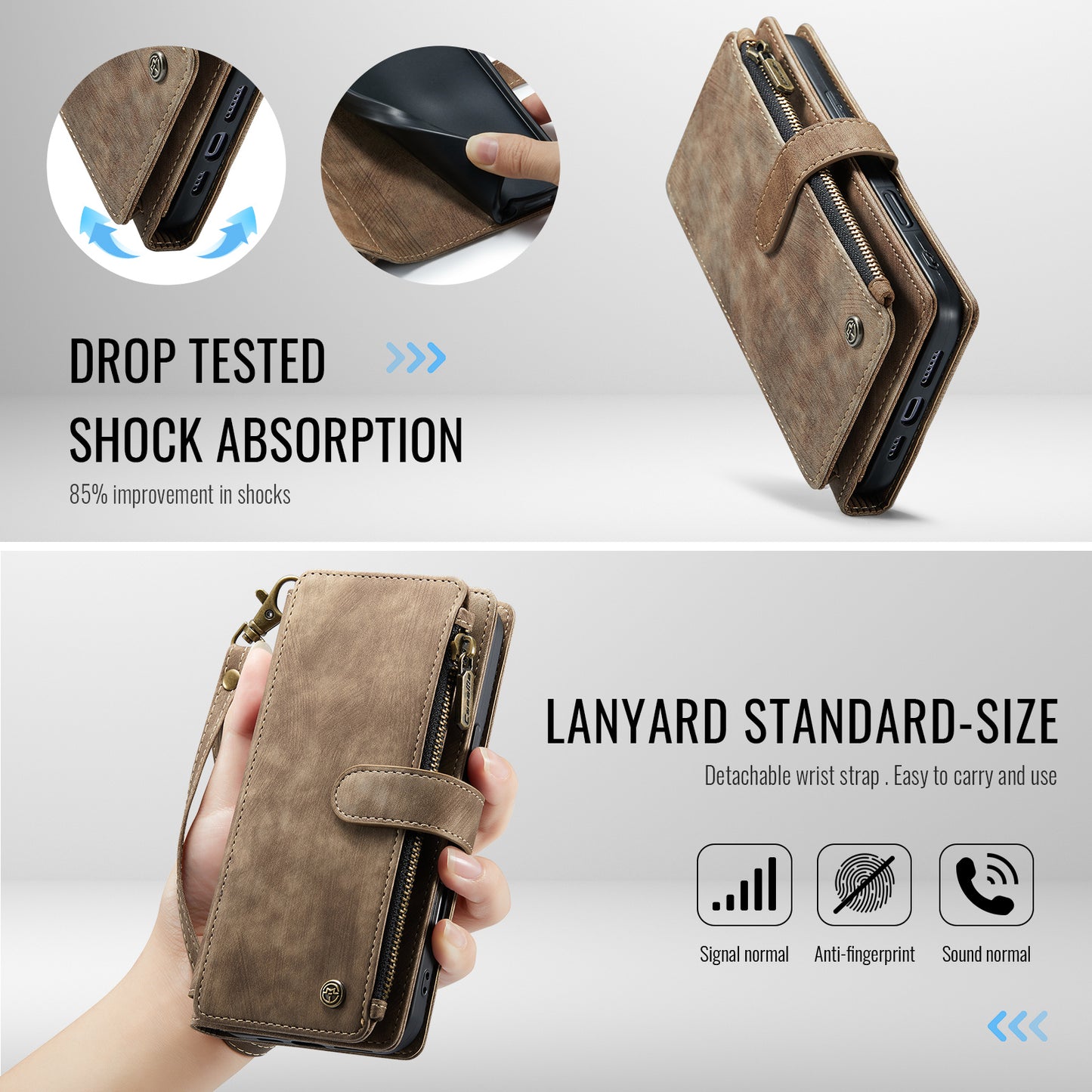 CASEME For iPhone 17 Wallet Case  C30 Leather Phone Cover with 10 Card Holder Zipper Pocket