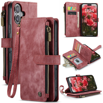 CASEME For iPhone 17 Wallet Case  C30 Leather Phone Cover with 10 Card Holder Zipper Pocket