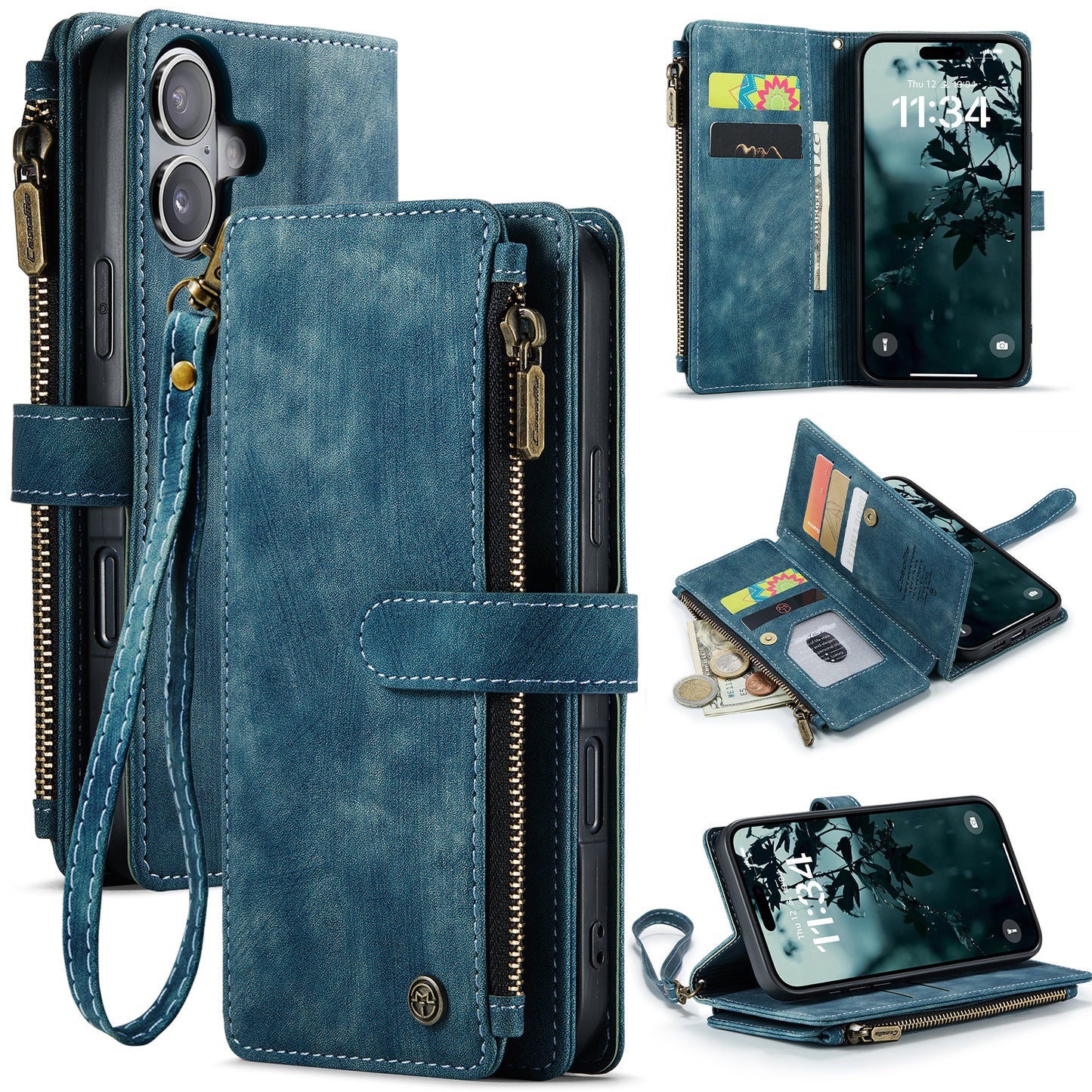 CASEME For iPhone 17 Wallet Case  C30 Leather Phone Cover with 10 Card Holder Zipper Pocket