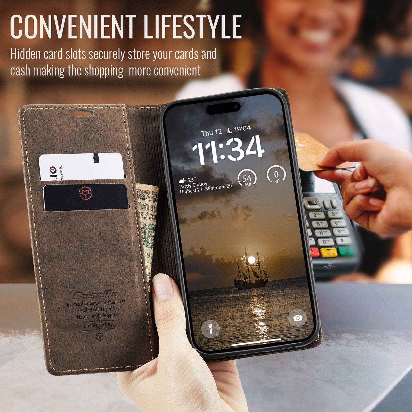 CASEME For iPhone 17 Pro Wallet Case  013 Series PU Leather Phone Cover Stand