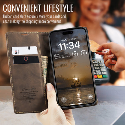 CASEME For iPhone 17 Pro Wallet Case  013 Series PU Leather Phone Cover Stand