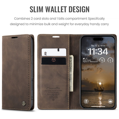 CASEME For iPhone 17 Pro Wallet Case  013 Series PU Leather Phone Cover Stand