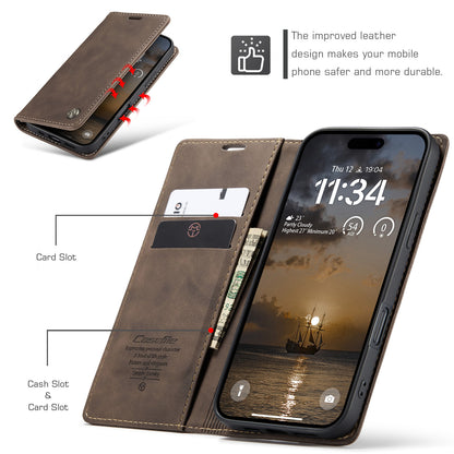 CASEME For iPhone 17 Pro Wallet Case  013 Series PU Leather Phone Cover Stand