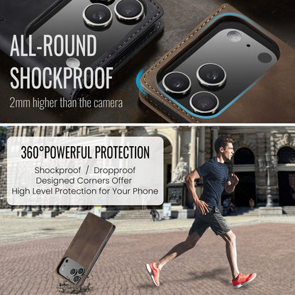 CASEME For iPhone 17 Pro Wallet Case  013 Series PU Leather Phone Cover Stand