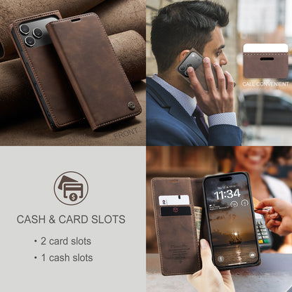 CASEME For iPhone 17 Pro Wallet Case  013 Series PU Leather Phone Cover Stand