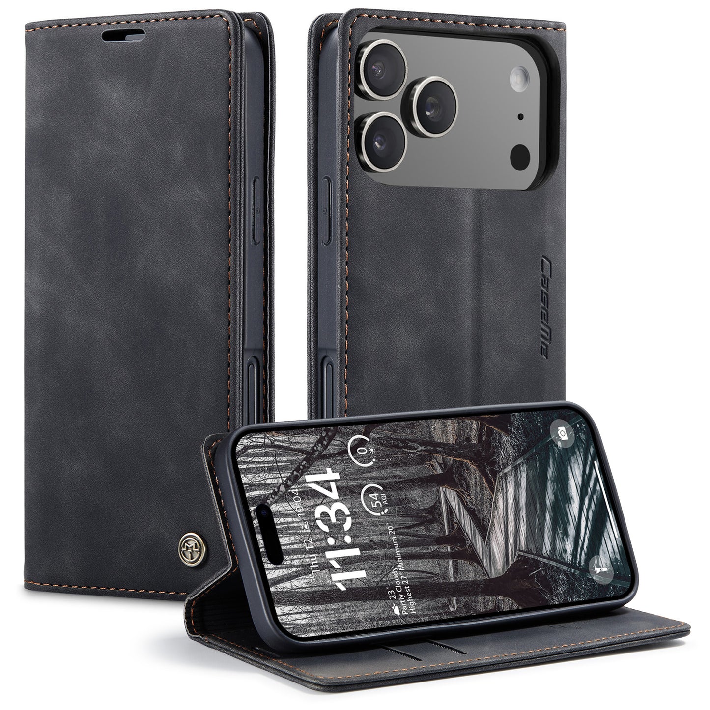 CASEME For iPhone 17 Pro Wallet Case  013 Series PU Leather Phone Cover Stand