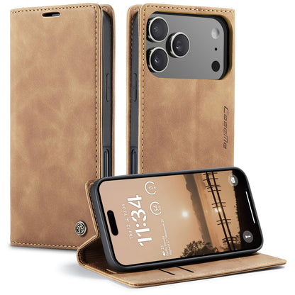 CASEME For iPhone 17 Pro Wallet Case  013 Series PU Leather Phone Cover Stand