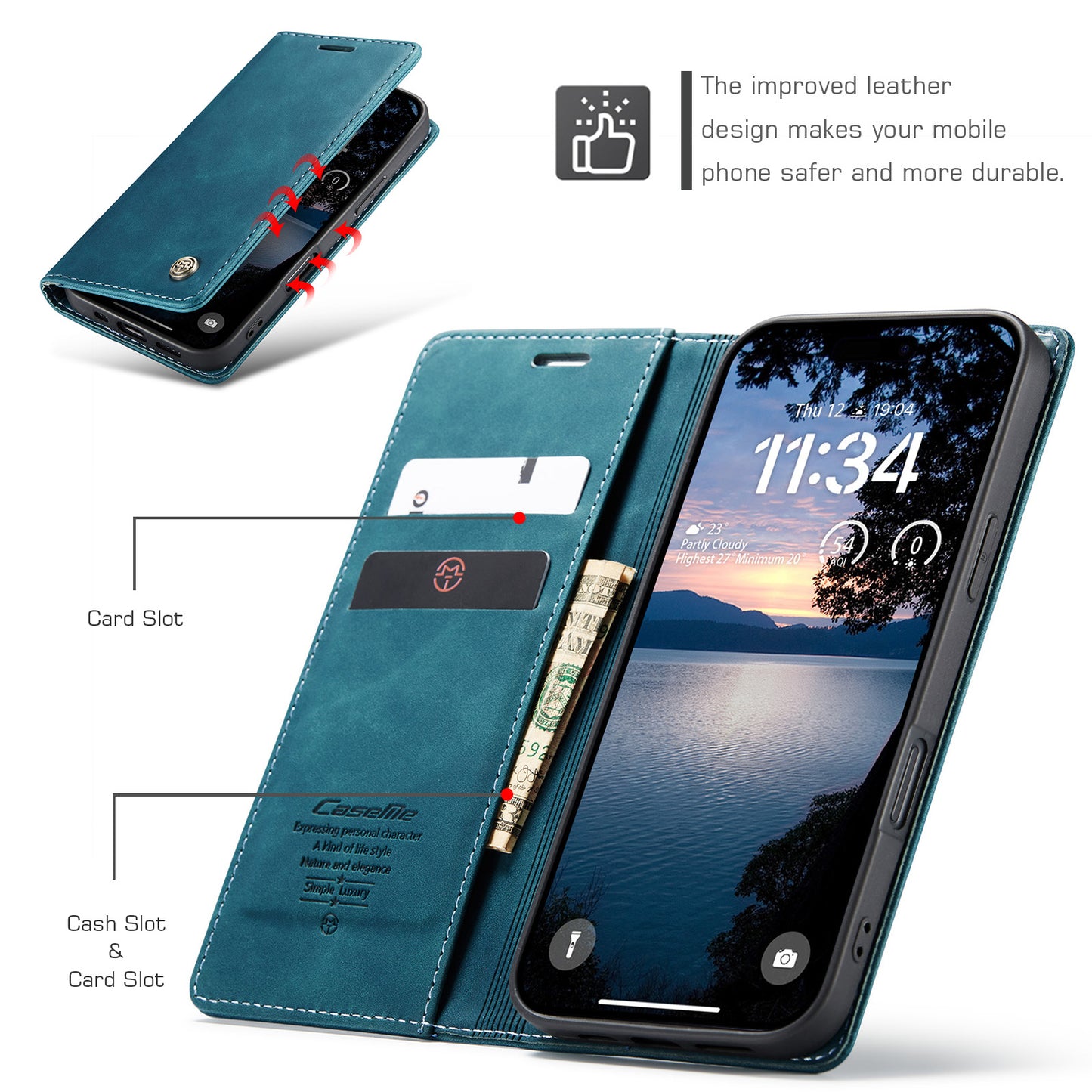 CASEME For iPhone 17 Pro Max Wallet Case  013 Series PU Leather Phone Cover Stand