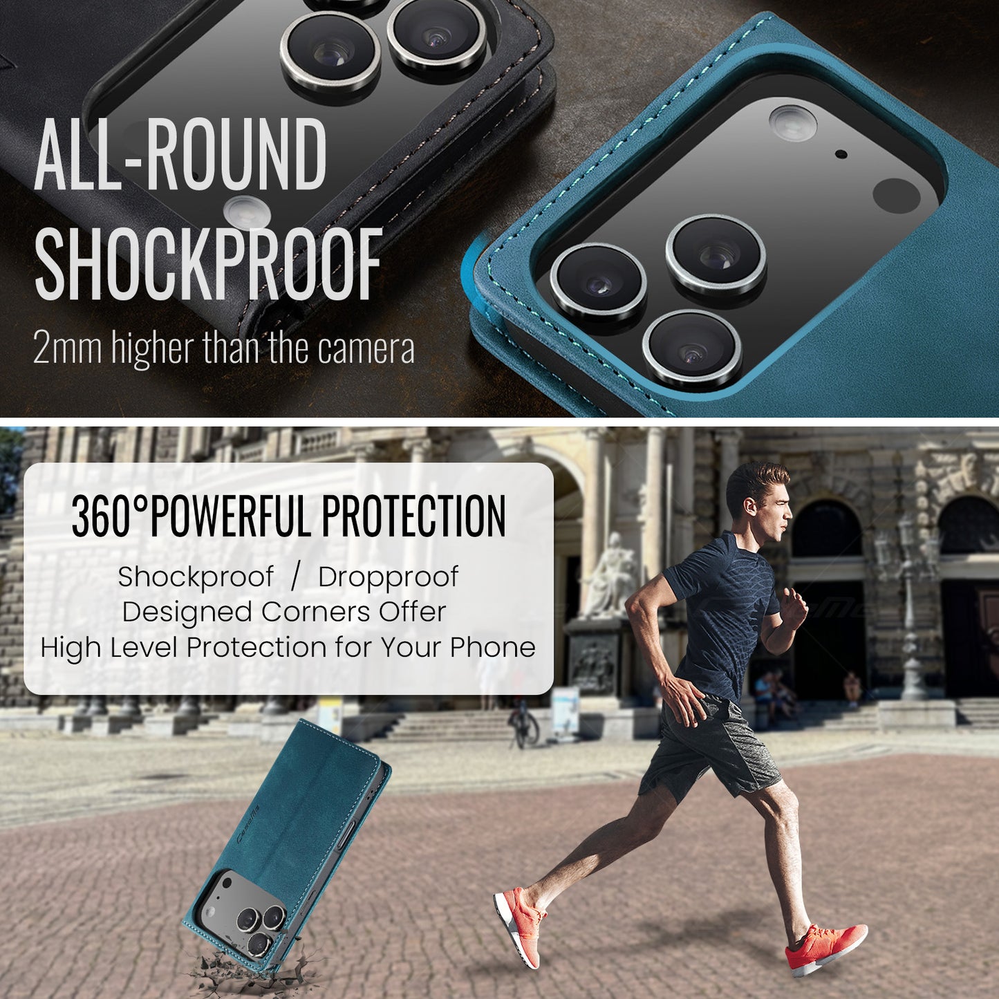 CASEME For iPhone 17 Pro Max Wallet Case  013 Series PU Leather Phone Cover Stand