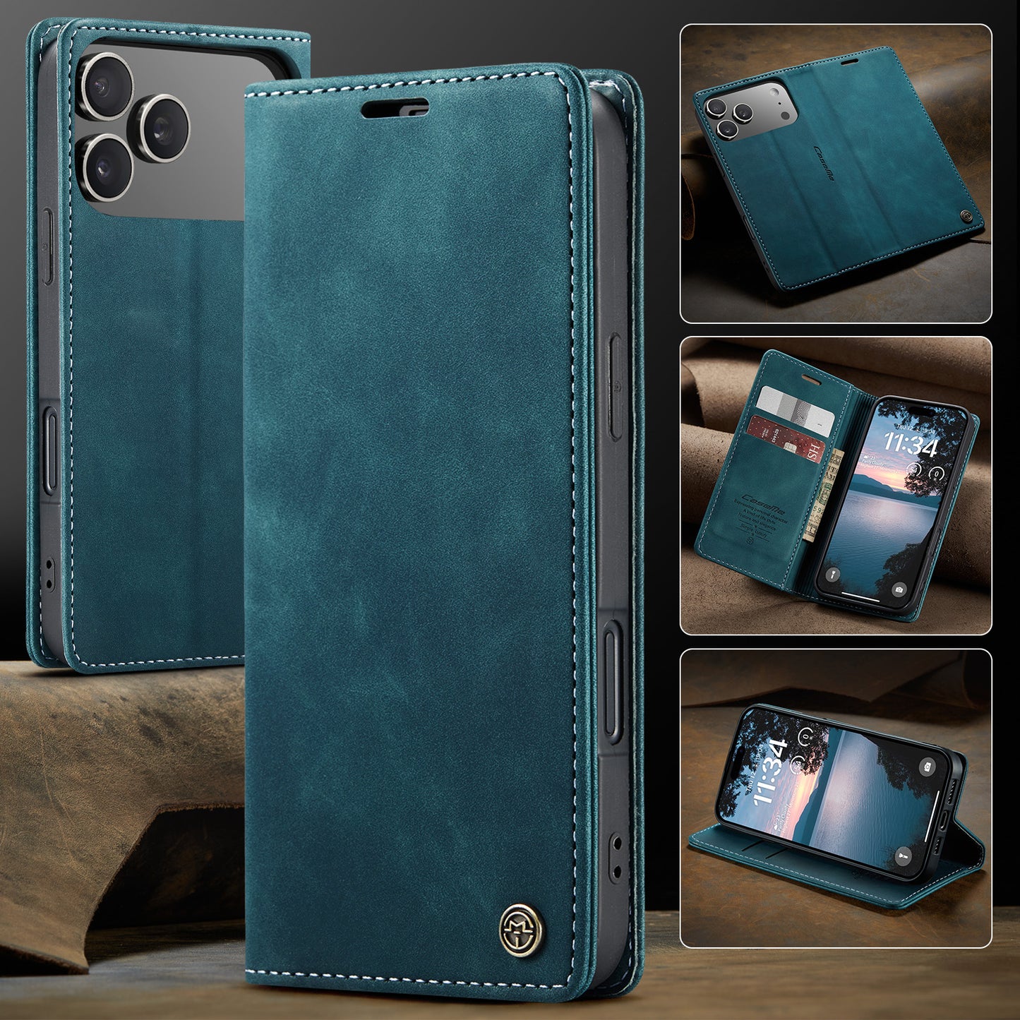 CASEME For iPhone 17 Pro Max Wallet Case  013 Series PU Leather Phone Cover Stand