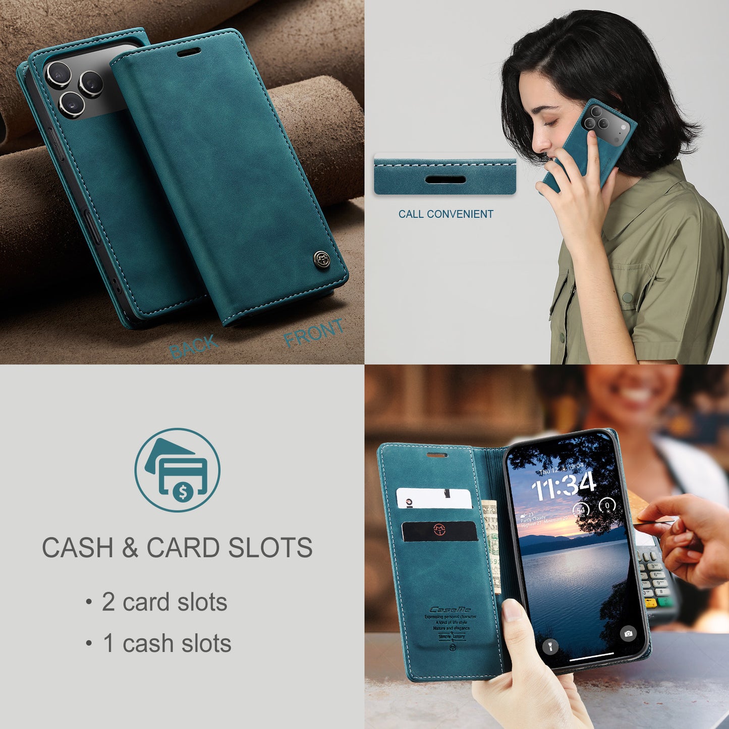 CASEME For iPhone 17 Pro Max Wallet Case  013 Series PU Leather Phone Cover Stand