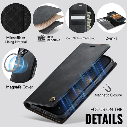 CASEME For iPhone 17 Case  C49 Compatible with MagSafe RFID Blocking Detachable Wallet Leather Phone Cover
