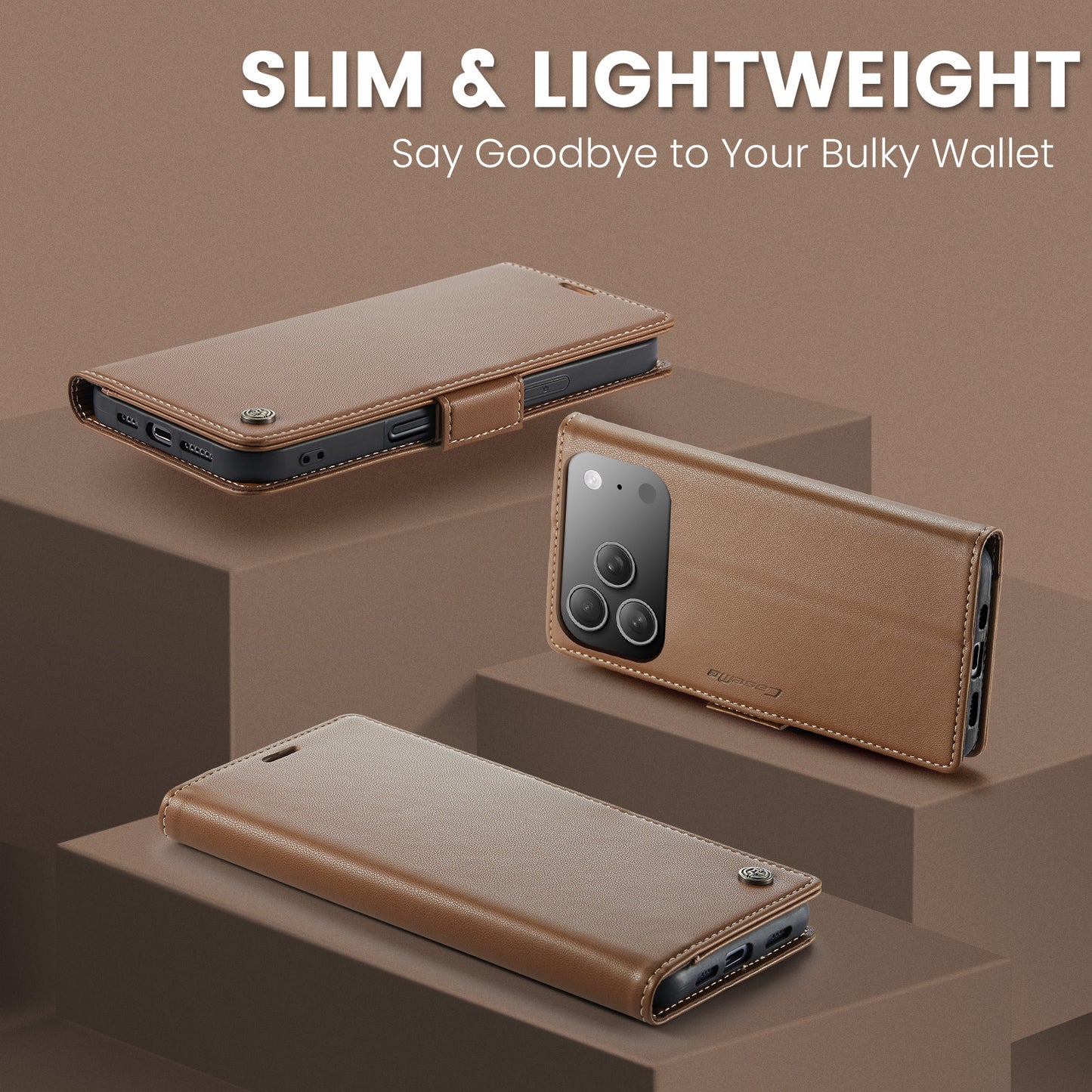 CASEME For iPhone 17 Pro Max Case  023 Series RFID Blocking Leather Wallet Stand Phone Cover