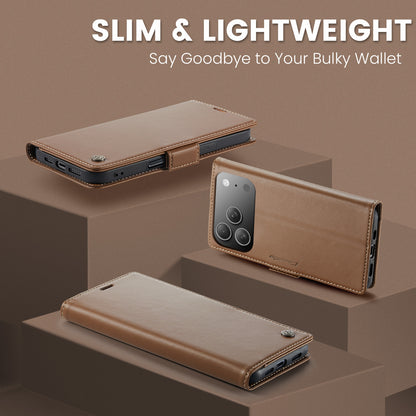 CASEME For iPhone 17 Pro Max Case  023 Series RFID Blocking Leather Wallet Stand Phone Cover