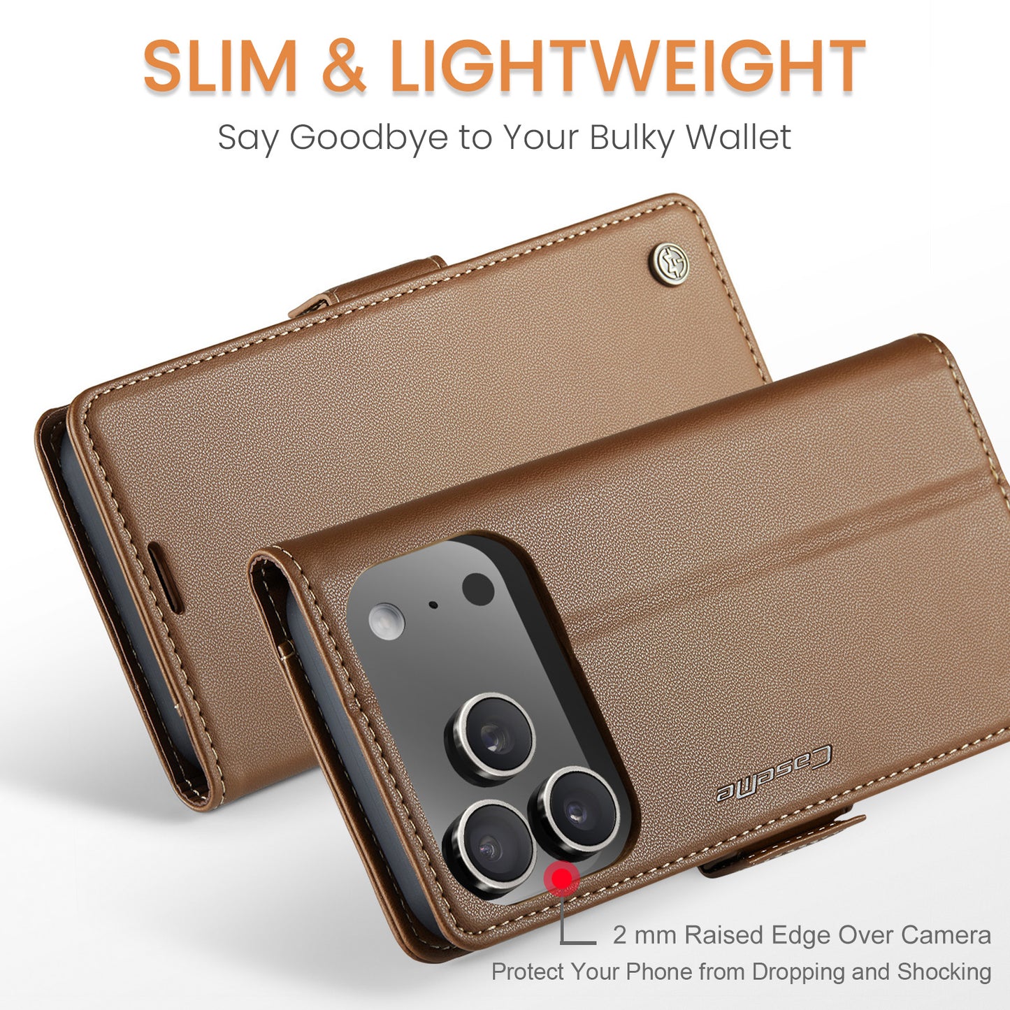 CASEME For iPhone 17 Pro Max Case  023 Series RFID Blocking Leather Wallet Stand Phone Cover