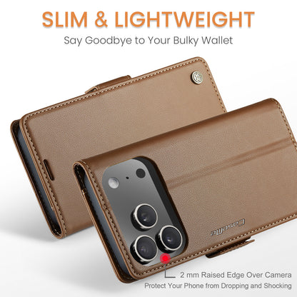 CASEME For iPhone 17 Pro Max Case  023 Series RFID Blocking Leather Wallet Stand Phone Cover