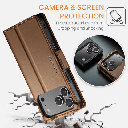 CASEME For iPhone 17 Pro Max Case  023 Series RFID Blocking Leather Wallet Stand Phone Cover