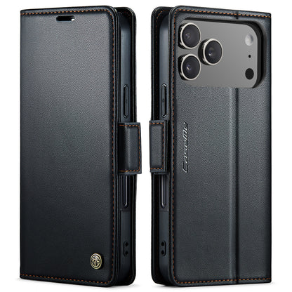 CASEME For iPhone 17 Pro Max Case  023 Series RFID Blocking Leather Wallet Stand Phone Cover