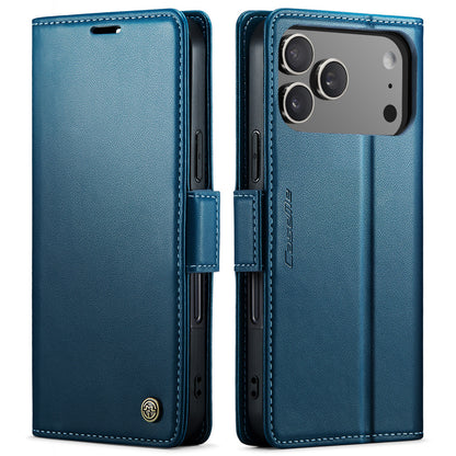 CASEME For iPhone 17 Pro Max Case  023 Series RFID Blocking Leather Wallet Stand Phone Cover