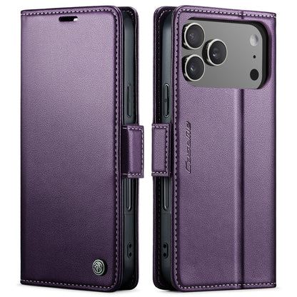 CASEME For iPhone 17 Pro Max Case  023 Series RFID Blocking Leather Wallet Stand Phone Cover