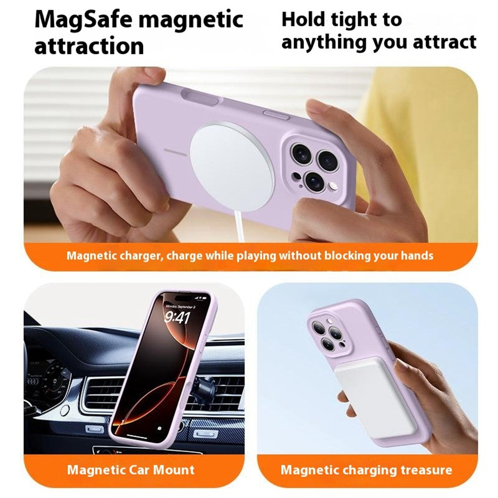 For iPhone 15 Pro Max Case Compatible with MagSafe Soft Skin-Touch Liquid Silicone + PC Phone Cover